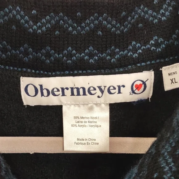Obermeyer Men's Teal and Navy Zip-Up Sweater - Picture 4 of 17
